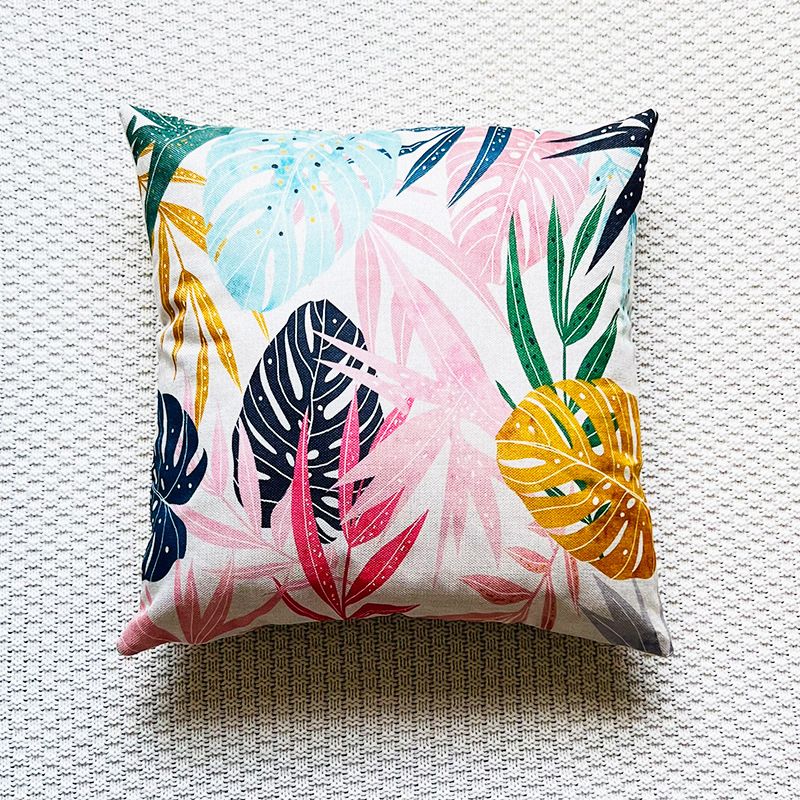 Summer New Beach Leaves and Fruit Printed Pillowcase Cross-border Special for Linen Printed Sofa Cushion Cover_voghion.com