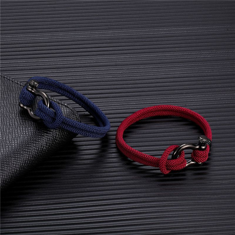 Herren-Armband aus gewebtem Titan mit Hufeisenschnalle aus Edelstahl_voghion.com