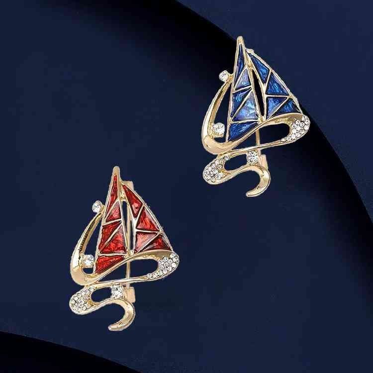 Smooth Sailing Brooch High-end Women's Delicate Enamel Sailing Brooch Niche Design Pin Suit Accessories_voghion.com