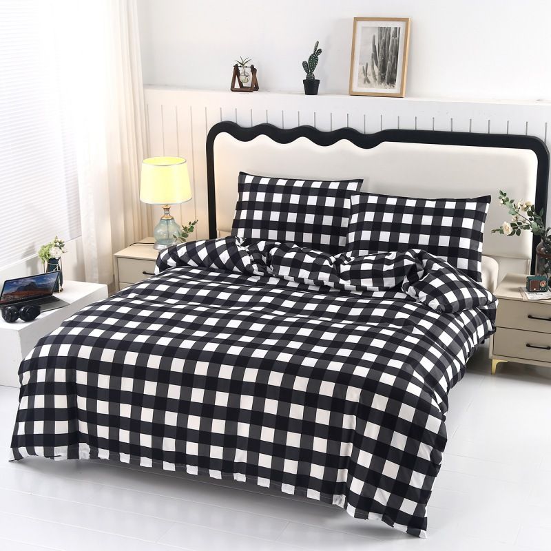 Conjunto de capa de edredom de algodão escovado de luxo estampado - roupa de cama macia tamanho casal/queen/king size para casa e dormitório universitário_voghion.com