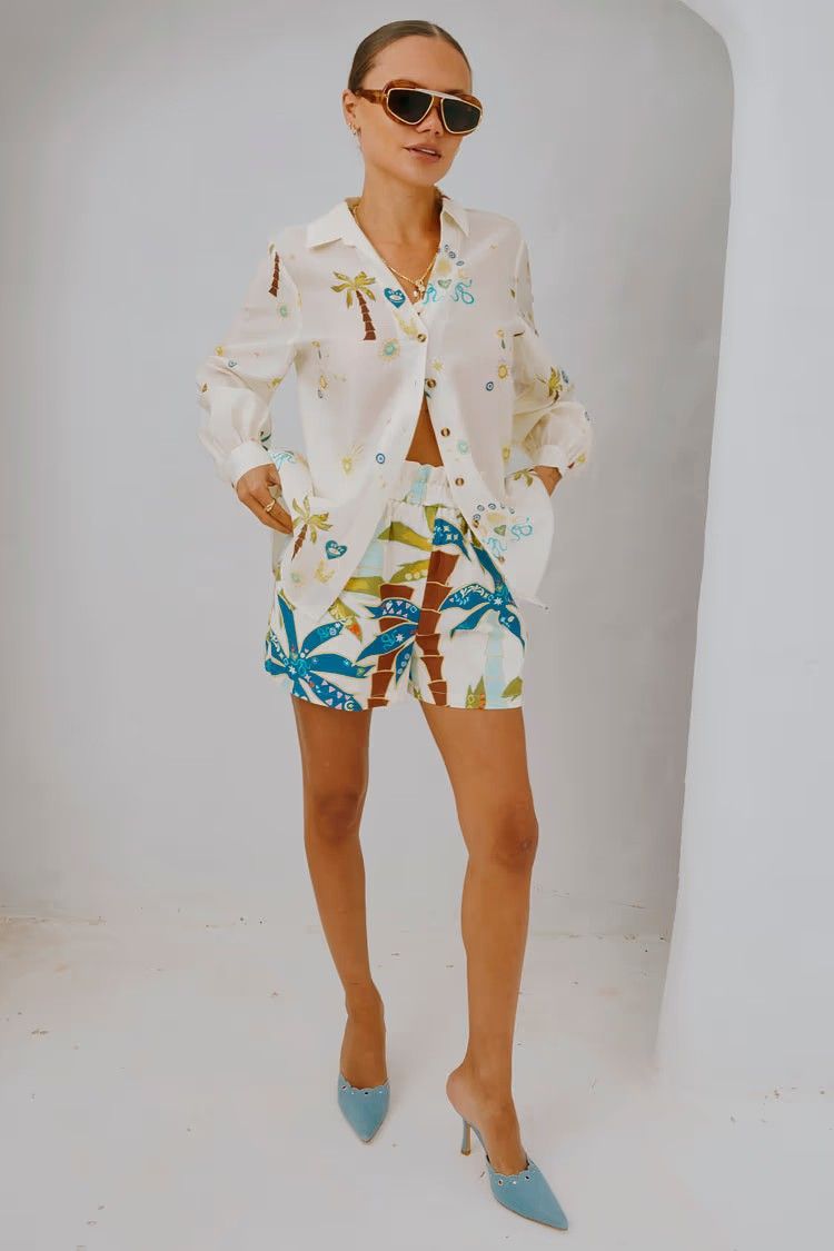 Women's Clothing Fashion Linen Casual Versatile Shirt Cardigan Shorts_voghion.com