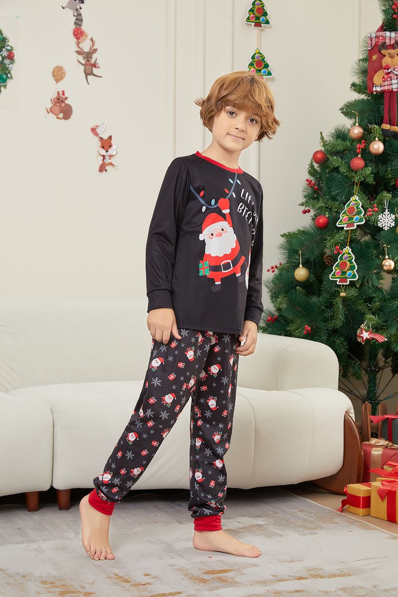 Christmas Santa Snowman Snowflake letters Christmas family suit printed homewear pajamas_voghion.com