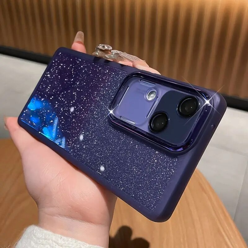 Pro Soft Glitter With Ring Stand Lens Protective Back Cover Case For VIVO V30 V30Pro Full Cove Phone Shell_voghion.com