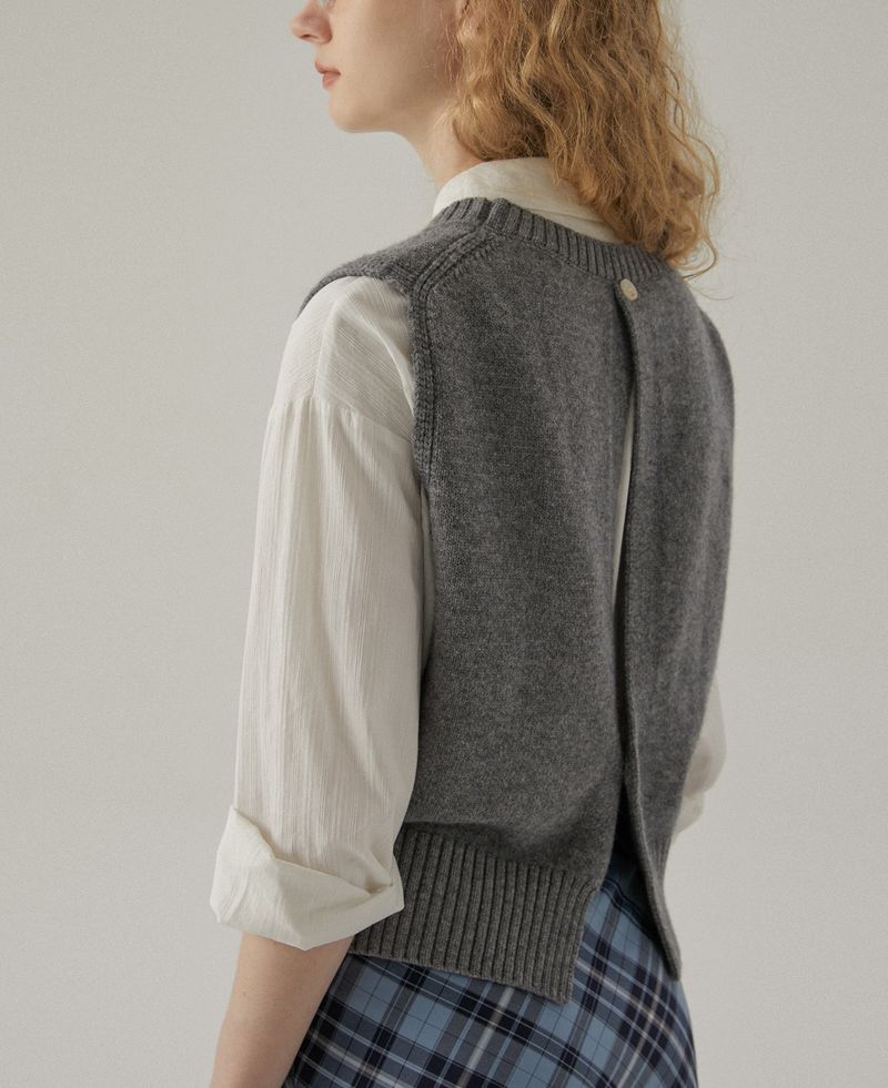Merinowolle Strickweste British College Style Lagentop Innen- und Außenbekleidung Damen Herbst Winter_voghion.com