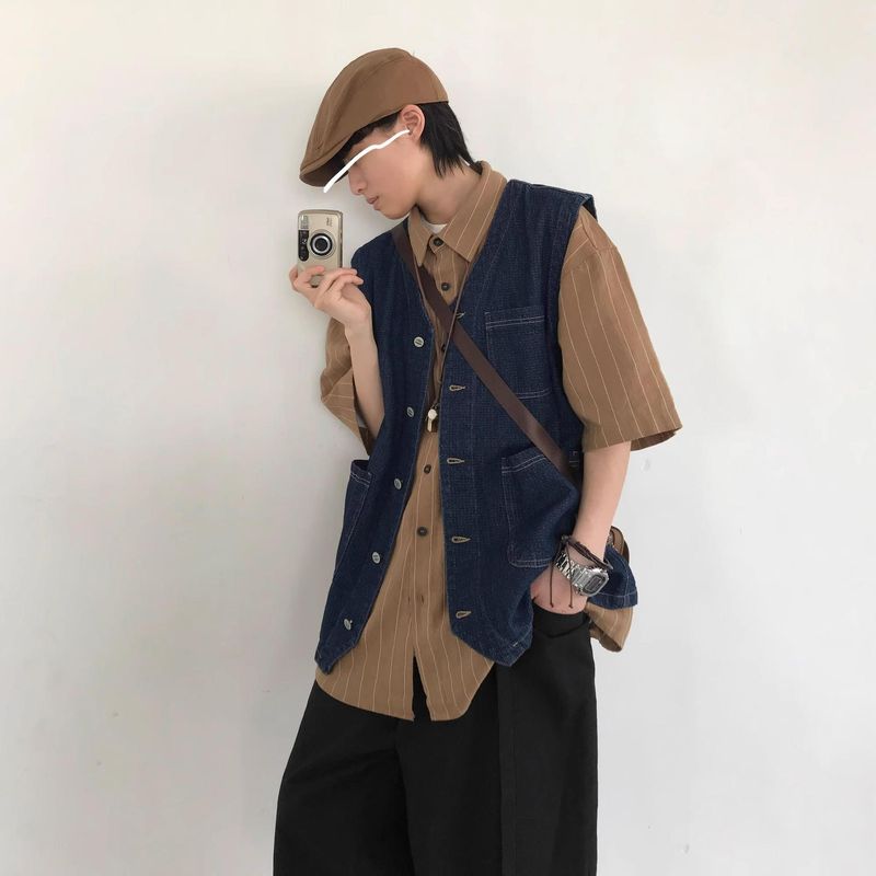 Herrenbekleidung Jeansweste Männer und Frauen Neue lässige ärmellose Lagentops Loose Coat Trend_voghion.com