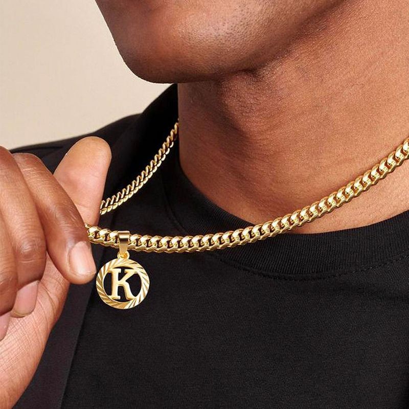 Hot TK Selling Hollow Round 26 Letter Necklace Simple Style Clavicle Chain Non-Fading Jewelry_voghion.com