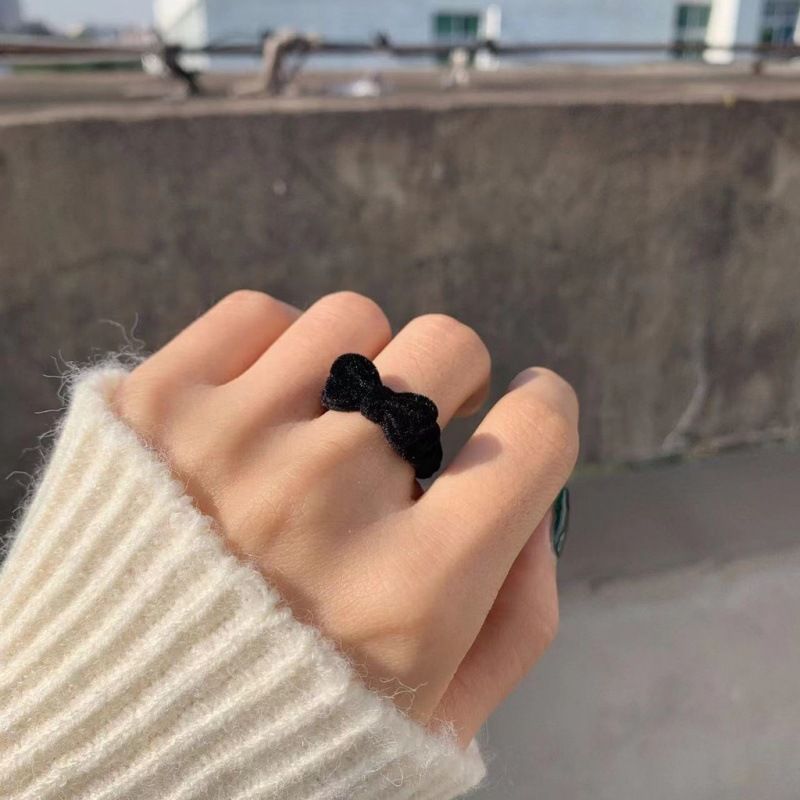 Mode schattige beer open voor vrouwen cking beren ringen meisjes verstelbare cartoon handgemaakte pluche strik vinger ring sieraden cadeau_voghion.com