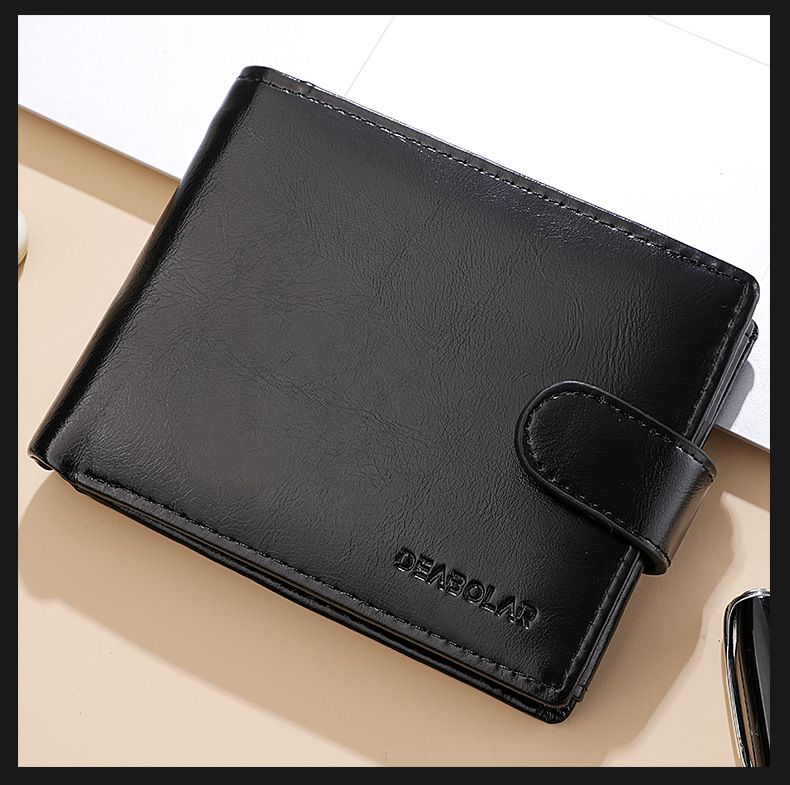 Wallet Short Horizontal Wallet Retro Men's Buckle Pu Money Clip Multi-function Men's Wallet Large Capacity_voghion.com
