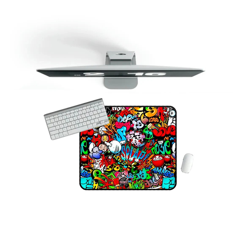 Große Maus Graffiti Kunst Gaming Mousepad Computer Gummi Gamer Mause PC Schreibtisch Matte Tastatur Pad Teppich_voghion.com