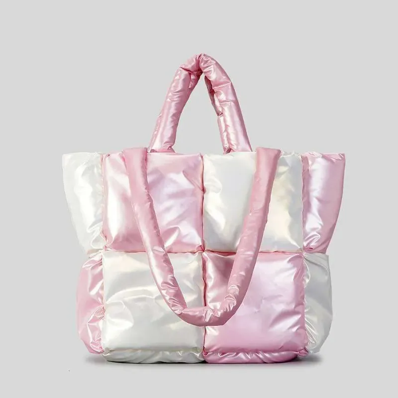 Borsa a tracolla imbottita da donna, in nylon e cotone, con tracolla, invernale, 2024_voghion.com