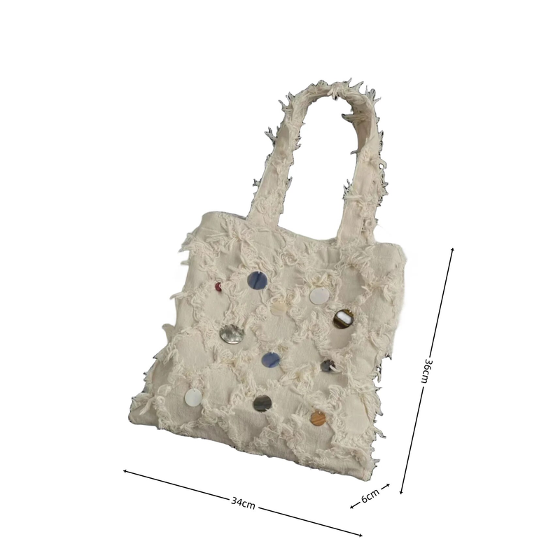 Sac à main à pompon style Sen, niche en coton et lin, sous les bras, nouveau sac à bandoulière occidental polyvalent pour les déplacements, 2023_voghion.com