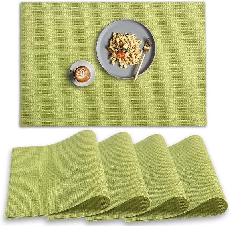 Serviesgoed Placemats PVC-isolatie Placemats Wasbare tafelkleden Onderzetters Tweekleurige zijde Cross Border Textilene Placemats_voghion.com