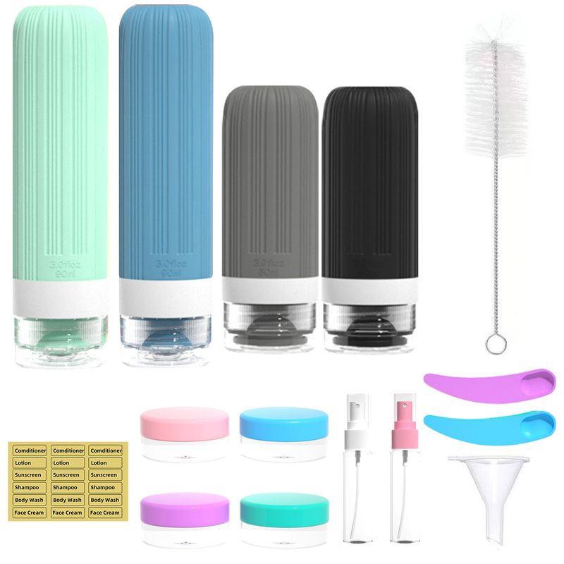 Neu Set Silikon Shampoo Dusche Gel Lagerung Tragbare Reise Abgabe Flaschen_voghion.com