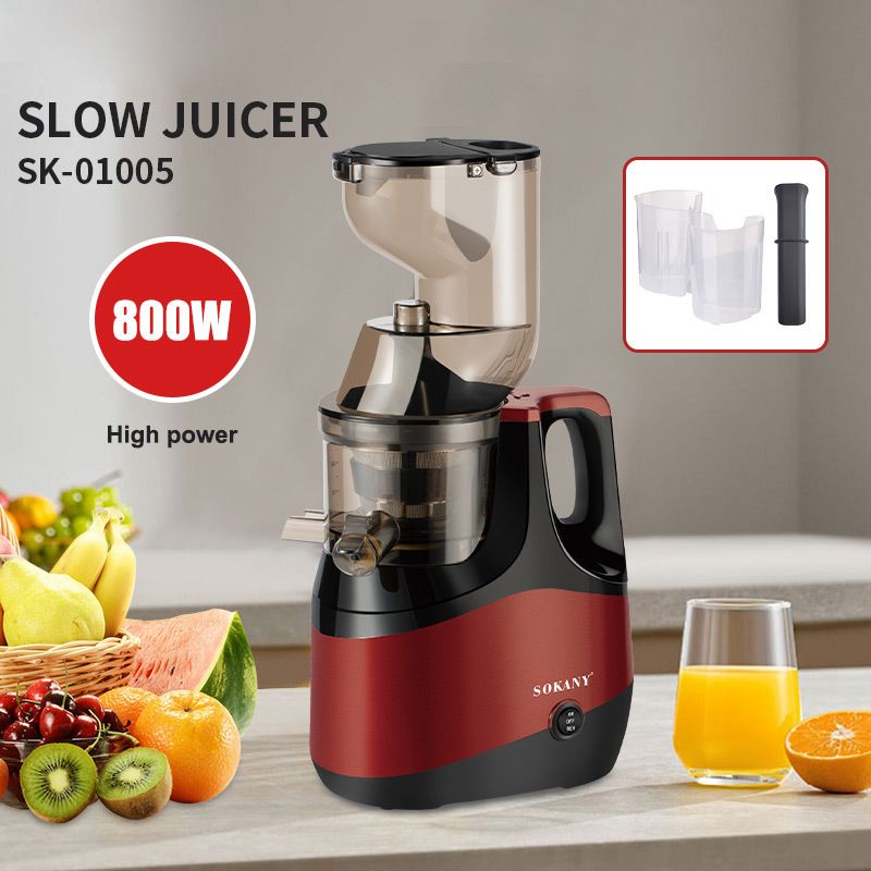 Estrattore di succo a masticazione lenta da 800 W, tecnologia di spremitura a freddo, grande tramoggia di alimentazione da 70 mm, elevata resa di succo, separazione della polpa, funzionamento silenzioso, funzione inversa, UE_voghion.com