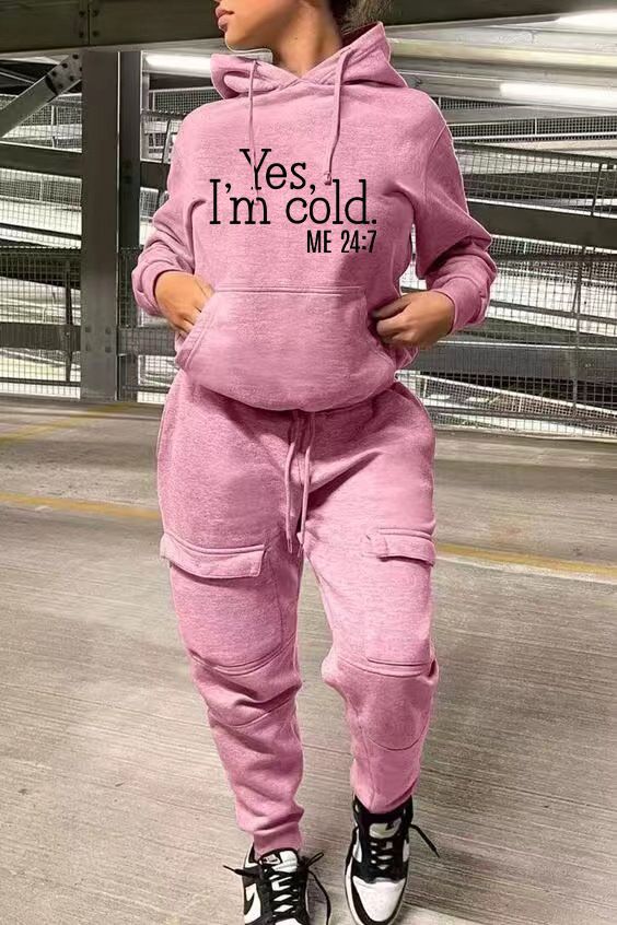 Ropa de mujer Estación independiente Sudadera casual de moda Traje deportivo de dos piezas_voghion.com