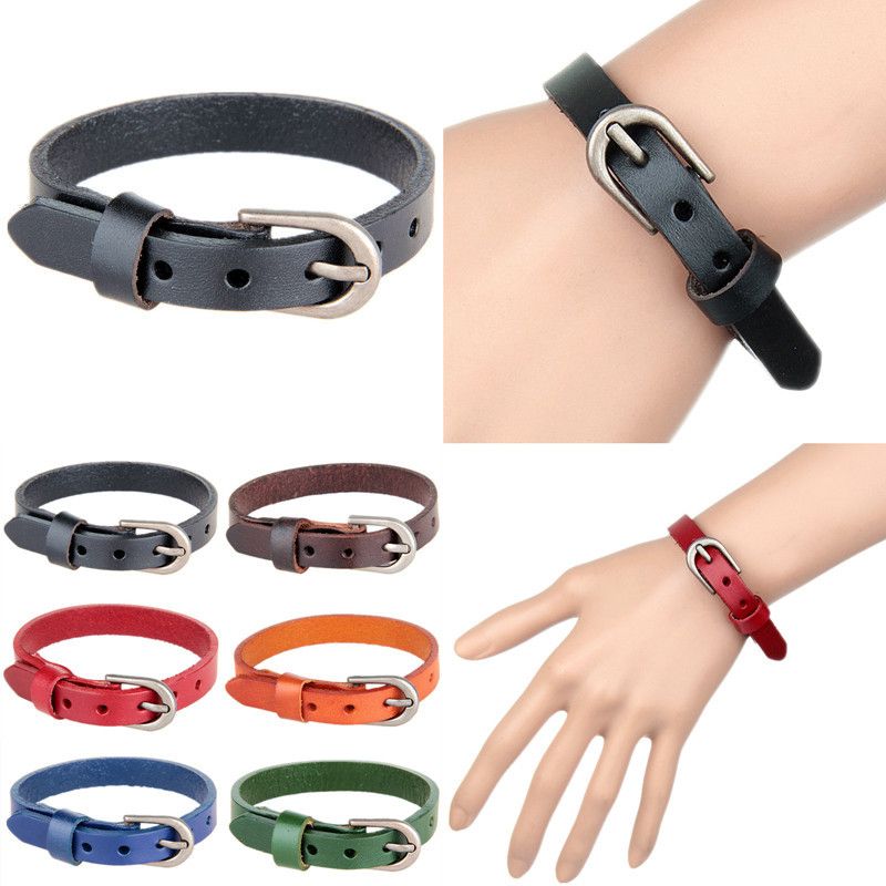 Rindsleder Einfache Perlen Glatte Strap Bunte Casual Trendy Leder Armband_voghion.com
