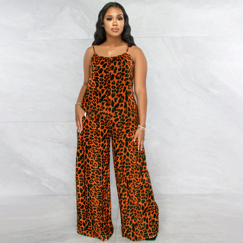 New Summer Leopard Print Casual Plus size Jumpsuit_voghion.com