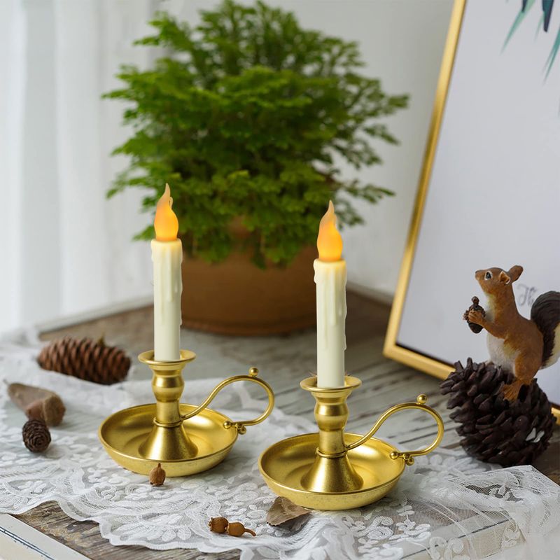Bougeoir vintage en fer avec bougie LED sans flamme – Élégant bougeoir simple pour décoration intérieure, Halloween, mariage et dîner romantique._voghion.com