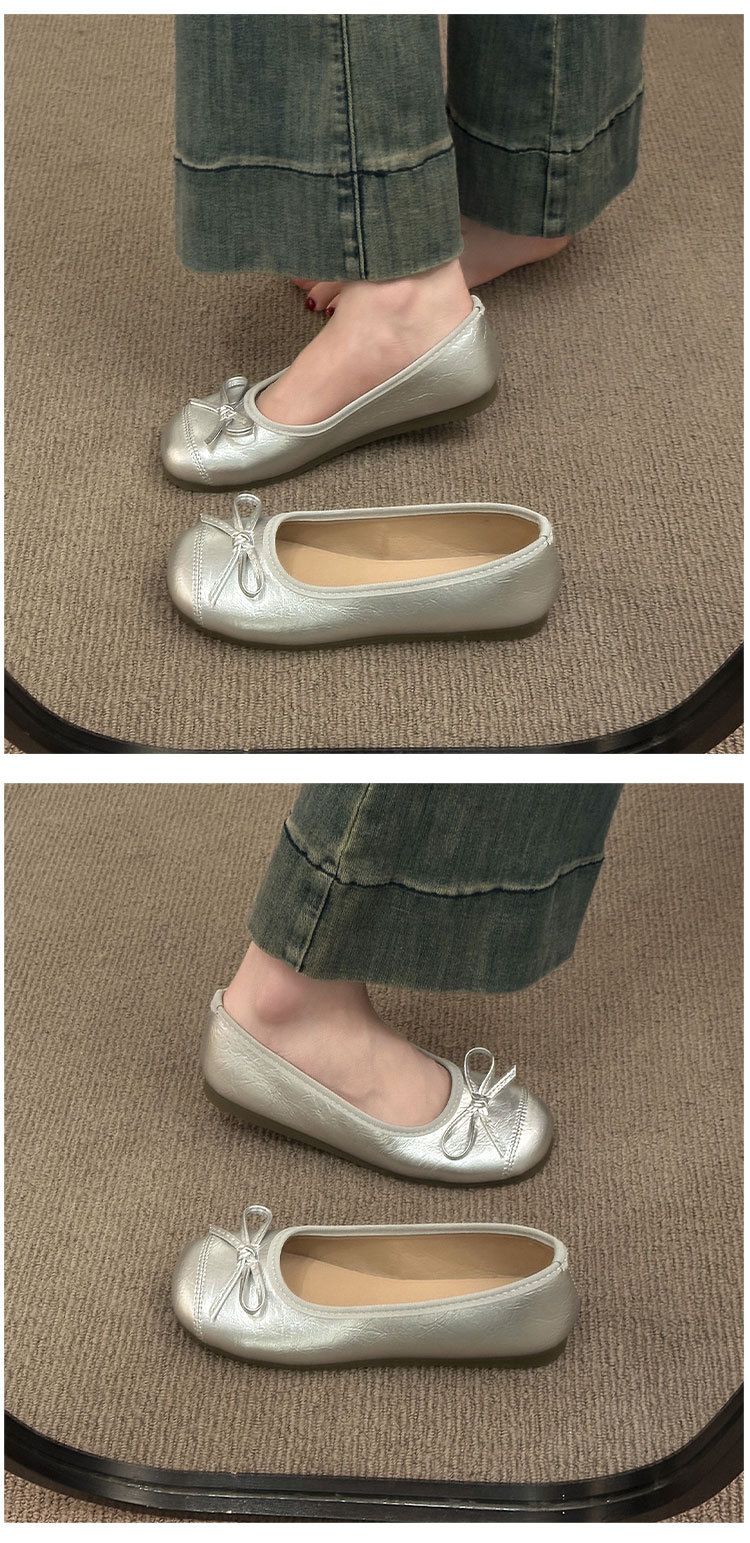 Retro Ballet Flat-soled Red Light-mouth Single Shoes Women's Suede Gentle Soft-soled Doudou Shoes One-pedal Ladyshoes_voghion.com