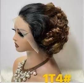 Parrucca di capelli umani capelli ricci corti naturali soffici commercio estero copricapo corto prima pizzo 13*4 parrucca di capelli umani BOB corta_voghion.com