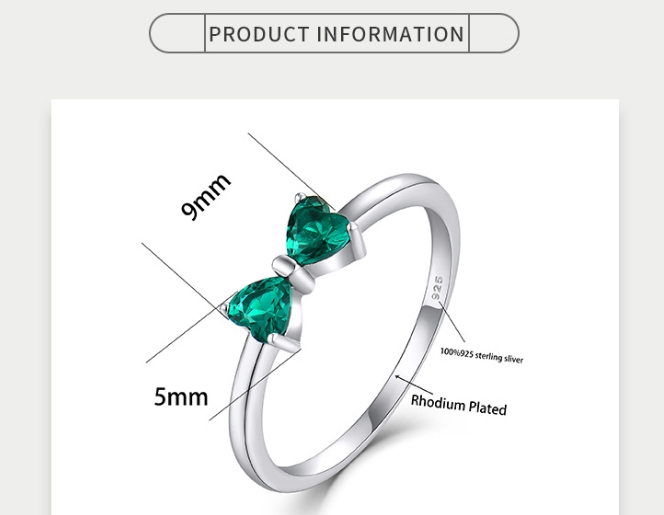 Ring female niche high-grade sterling silver ring female fashion ins style fashion heart zircon bow jewelry_voghion.com