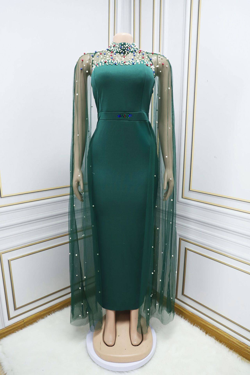 Moslem Abaya Arabesch Kleeder Beaded Mesh Kleed Robe Iftar Luxus Rock_voghion.com