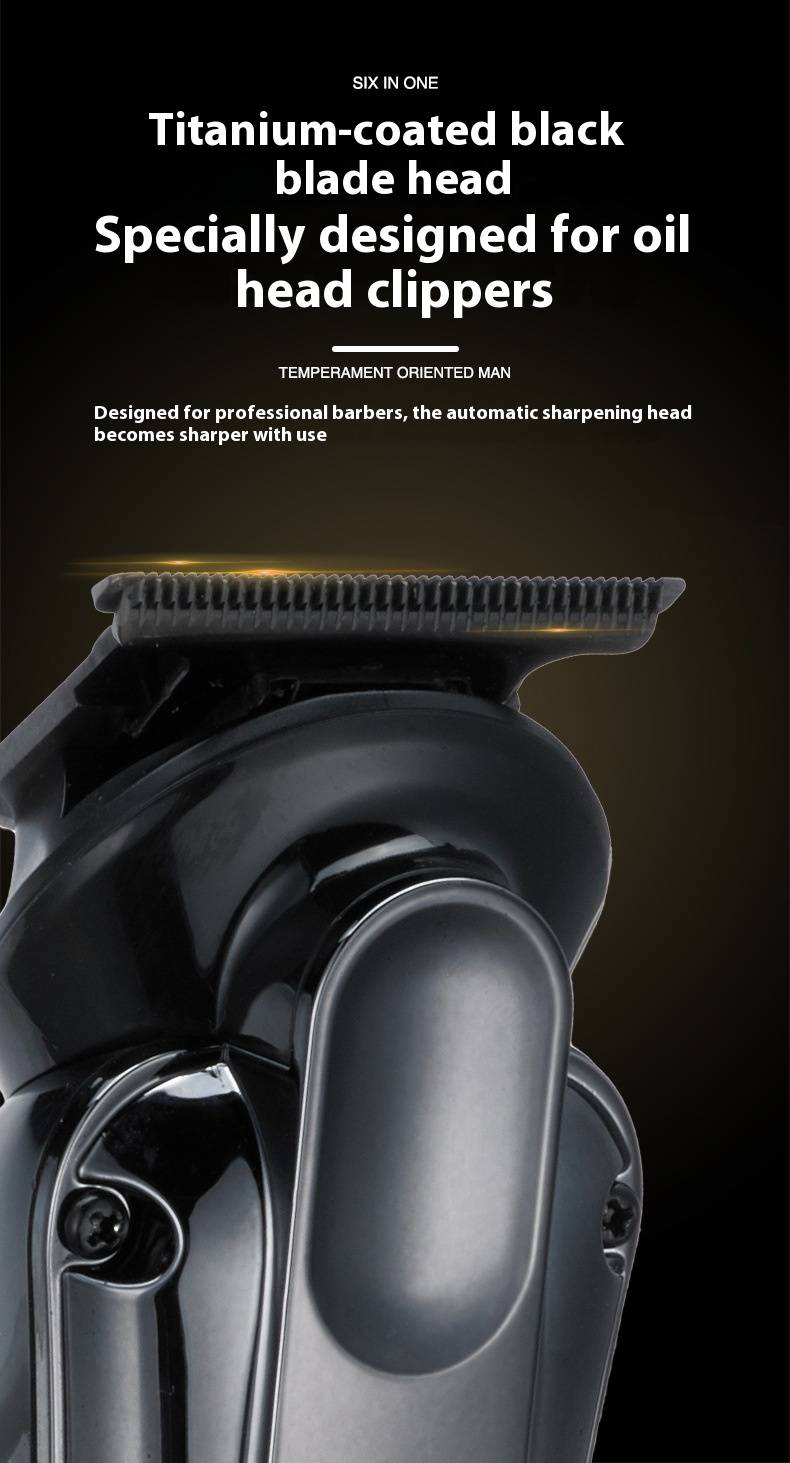 6-in-1 Electric Hair Clipper Kit - Rechargeable Trimmer With LCD Display, Waterproof Design For Beard, Nose Hair & Body Grooming_voghion.com