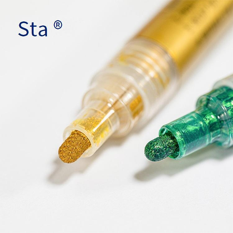 Marcadores de pintura metalizada Super Gold: punta de 2 mm, resistentes al agua, colores vibrantes para arte, bricolaje y manualidades._voghion.com