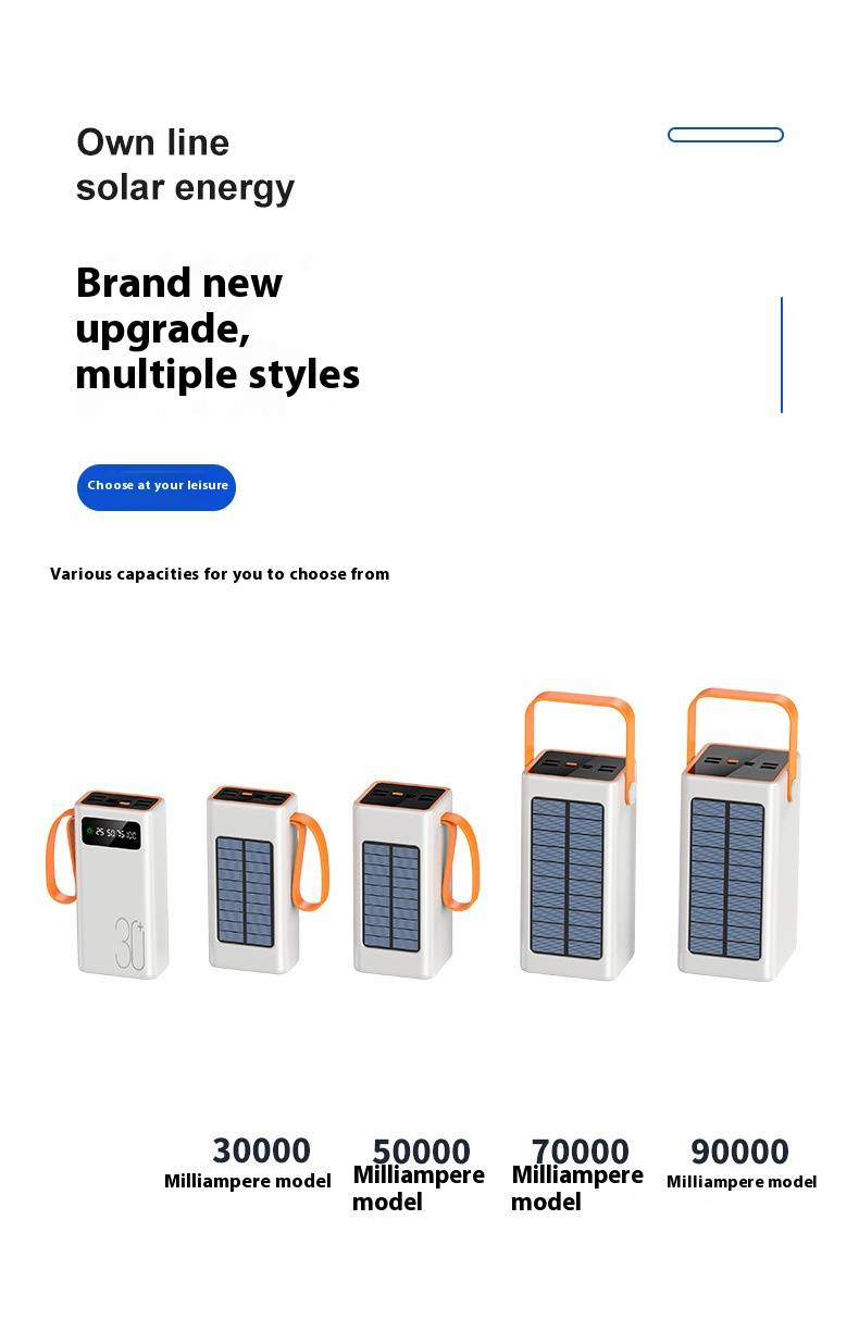 High-Capacity Solar Power Bank 50000mAh With Built-in Cables | Ultra-Durable Portable Charger For Outdoor Adventures & Travel_voghion.com