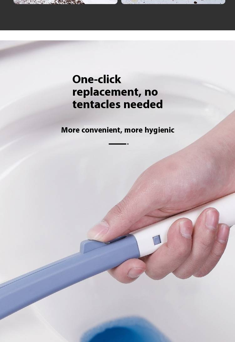 Juego de escobilla de baño desechable con 8 cabezales reemplazables: herramienta higiénica de limpieza de pared para baño, ajustable en ángulo y ahorra espacio (azul)_voghion.com