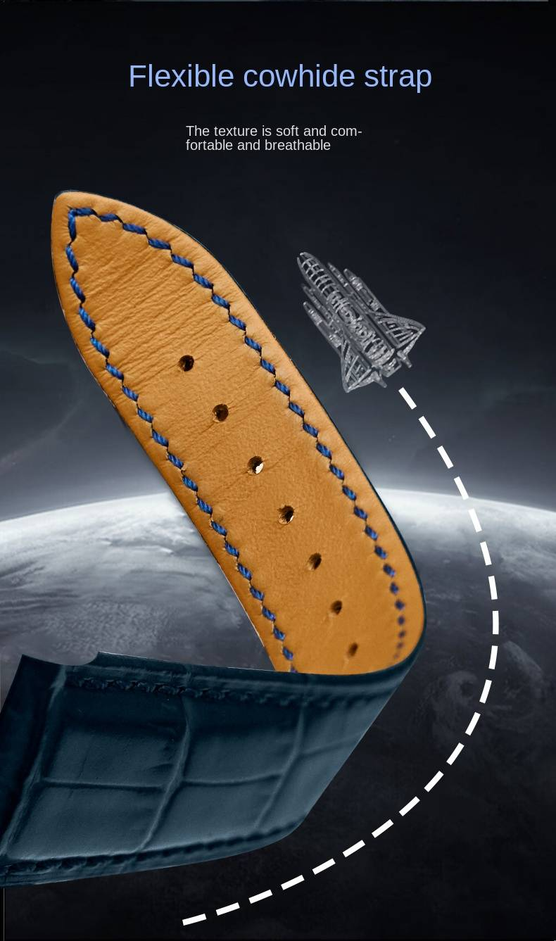McLaro Infinite Universe Collection 'Astronaut': Men's Automatic Watch With Blue Dial And Genuine Leather Strap. A Classic & Versatile Timepiece_voghion.com