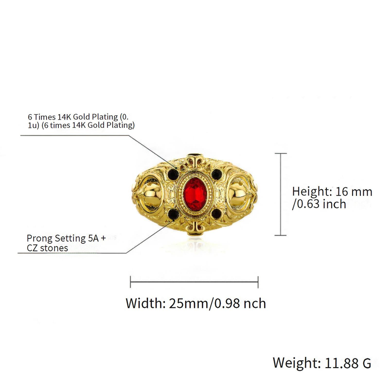 Ringe Totenkopfring mit Mikro-Intarsien aus Diamanten und Rubinen, Glücksring, vielseitiger, personalisierter Herrenschmuck_voghion.com