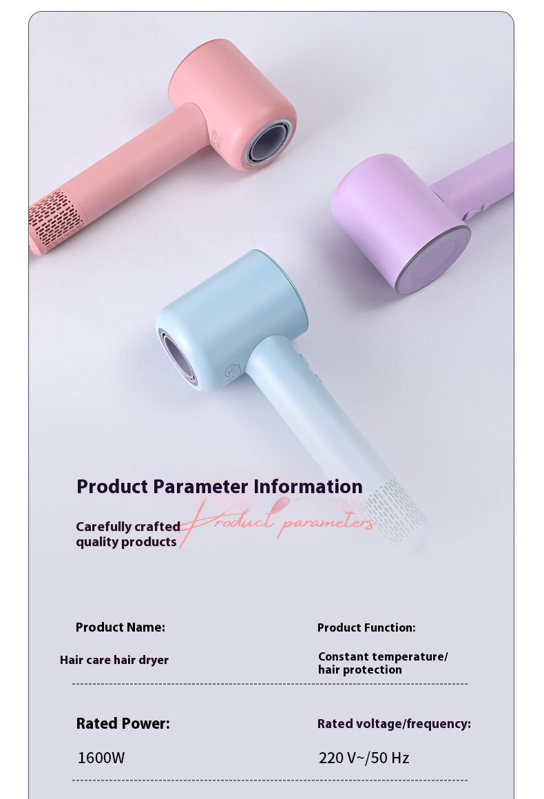 Asciugacapelli - Asciugacapelli a doppia alimentazione USB e plug-in con ugello magnetico e supporto, 5 colori (bianco/rosa/blu/grigio/viola)_voghion.com