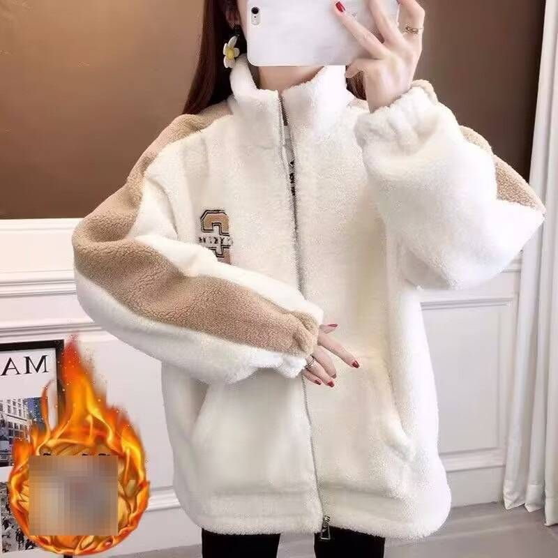 Fleece-Lined Sherpa Hoodie – Winter Pullover With Zip Front, Oversized Fit & Soft Plush Interior (White/Black/Pink/Khaki, S-XL)_voghion.com