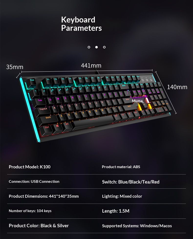 Tastiera da gioco meccanica EWEADN K100 - Tastiera cablata con retroilluminazione RGB, anti-ghosting completo e opzioni di commutazione multiple_voghion.com