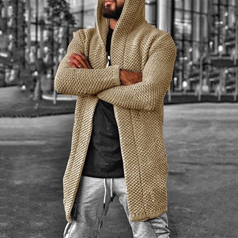 Chaqueta con capucha de color sólido para hombre, suéter para hombre, cárdigan de talla grande_voghion.com