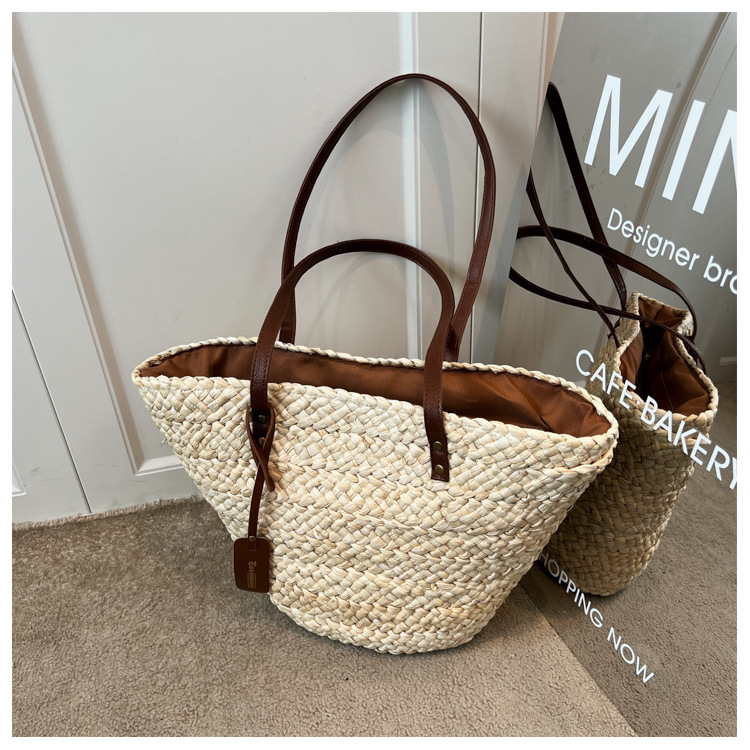 Große gewebte Tasche für Damen mit großer Kapazität, Sommer 2023, neue Umhängetasche, multifunktionale tragbare Beuteltasche_voghion.com