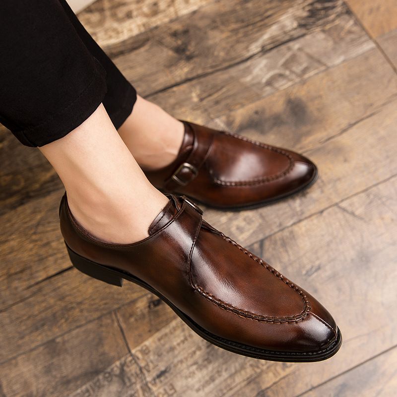 Plus Size Spring New British Style Business Formal Pointed Toe Leather Men's Trendy Slip-On Casual Shoes_voghion.com