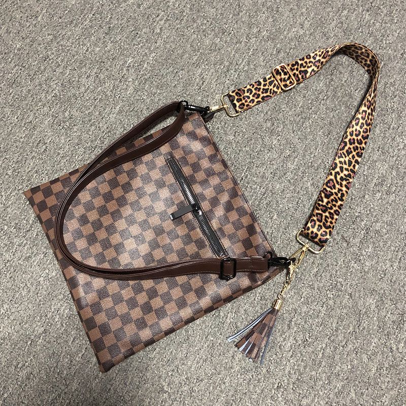 Sac à bandoulière léopard noir, sac à bandoulière en toile verticale avec fermeture éclair et tournesol pour femmes, sac d'étudiant_voghion.com