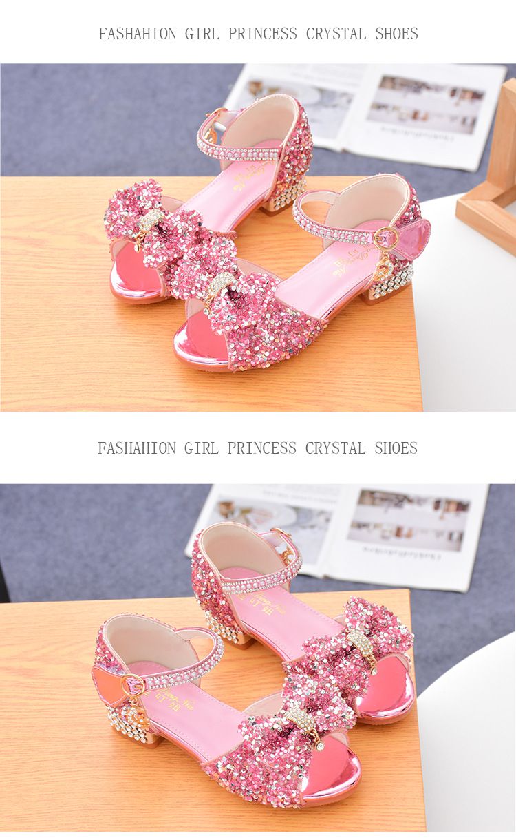 Bērnu sandales Vasaras princeses stikla kurpes jaunas augstpapēžu kurpes meitenēm Mazu meiteņu mīkstās zoles balti sporta apavi_voghion.com