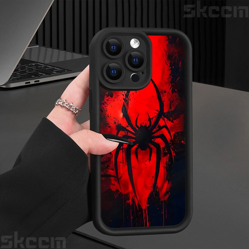 Blood Spider Pattern Design Silicone Soft Phone Case For IPhone 16 Pro Max 15 14 13 12 11 7 8 Plus X XR XS Lens Protection Cover_voghion.com