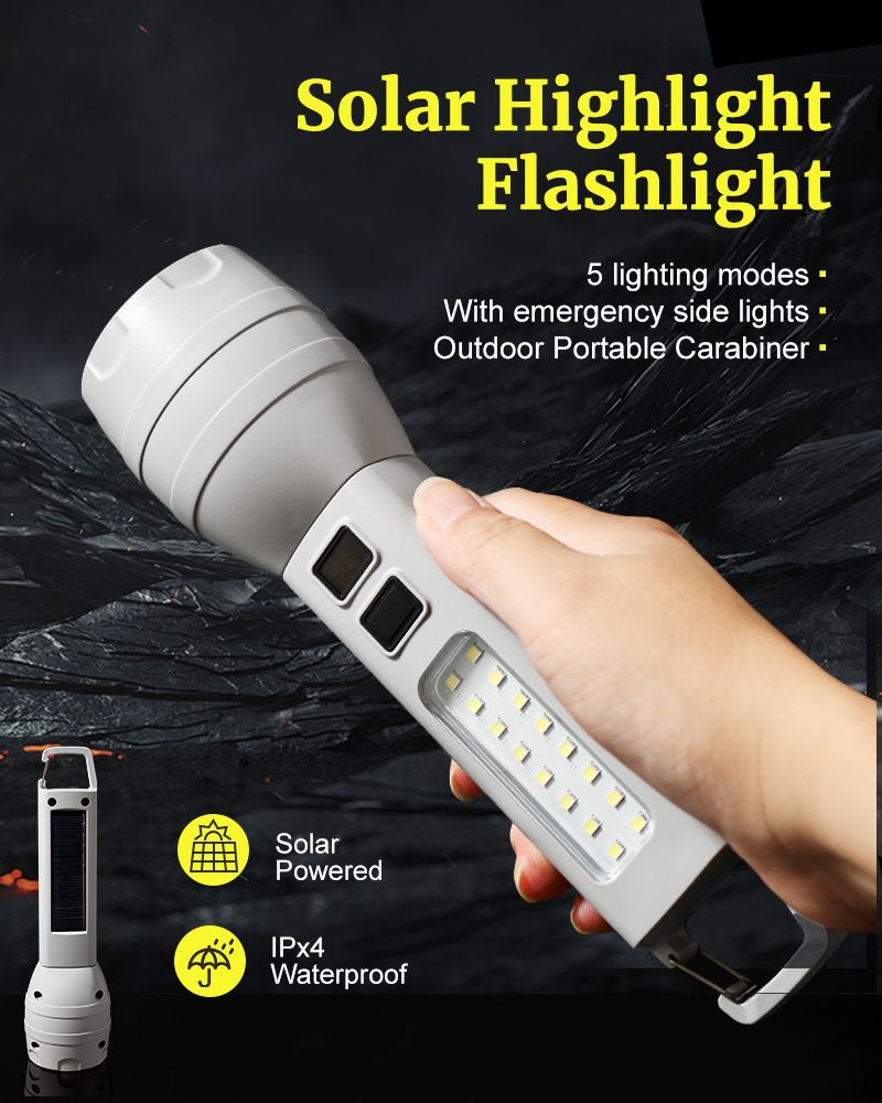 Nowa, przenośna, mała latarka akumulatorowa Solar TpyeC, wielofunkcyjna lampa awaryjna do użytku na zewnątrz_voghion.com