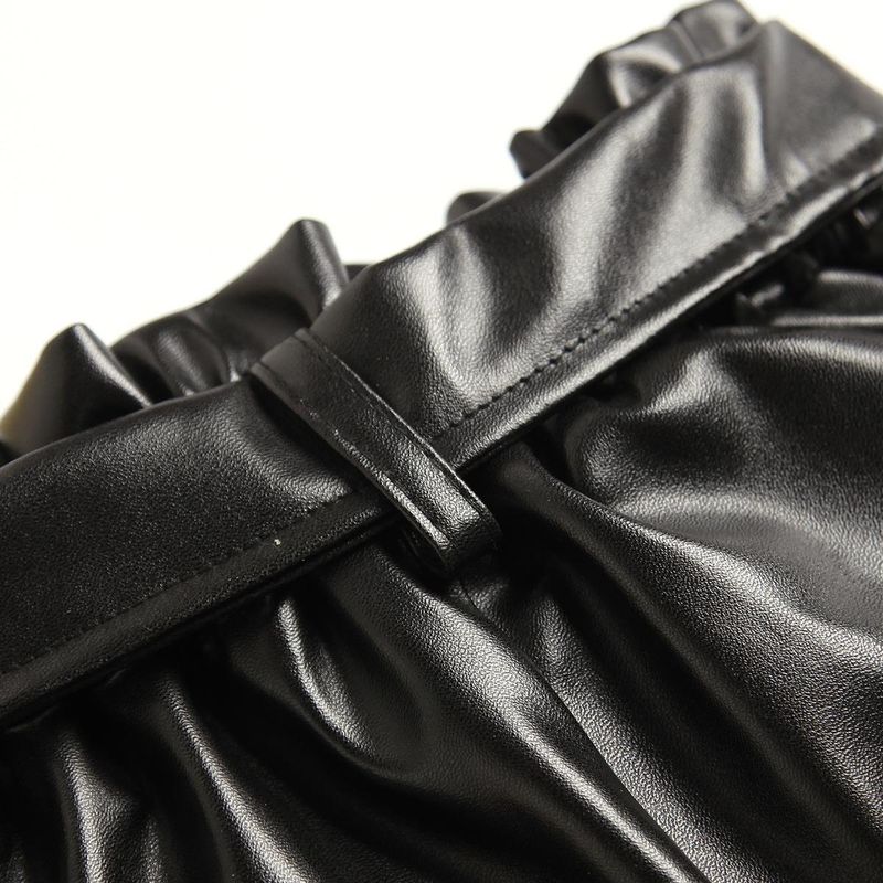 Mother & Kids Children's Clothing Popular Spring And Summer Fur Suspenders Solid Color Leather Shorts Suit With Belt_voghion.com