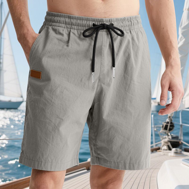 Pantalones cortos de playa para hombre, de verano, con cordón cruzado, talla grande_voghion.com