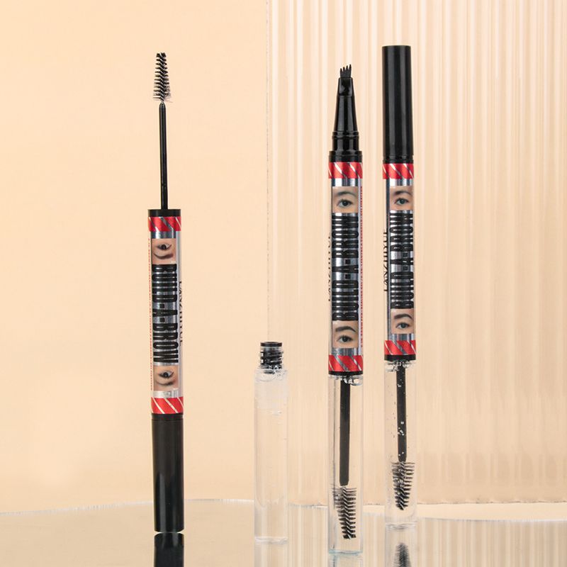 Eyebrow Enhancers Cosmetics LANZHIYUE Double Headed Four Pronged Eyebrow Pencil + Eyebrow Shaping Cream Quick Drying Waterproof Liquid Eyebrow Pencil_voghion.com