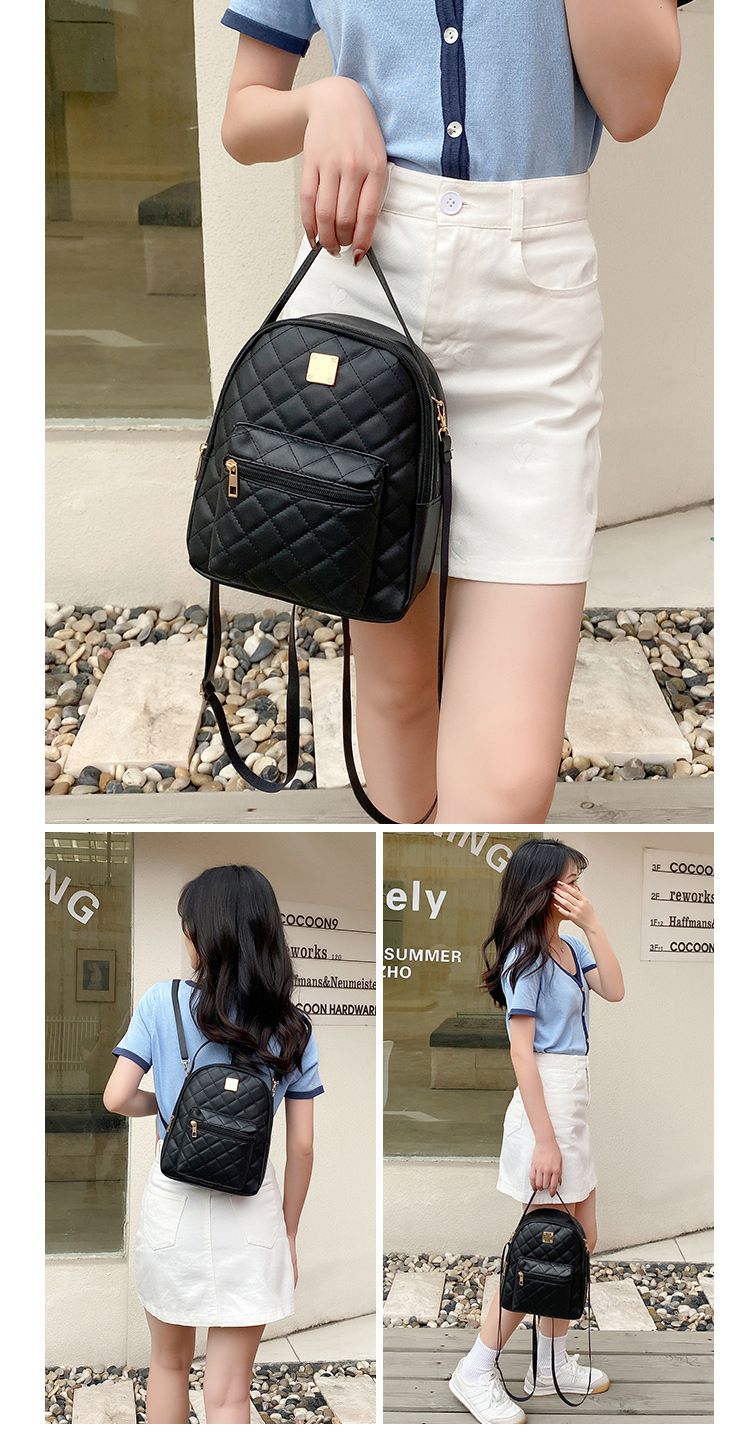 Andralyn Lingge Pattern Waterproof and Wear-resistant Backpack Korean Version Fashionable Women's Bag Casual Backpack_voghion.com