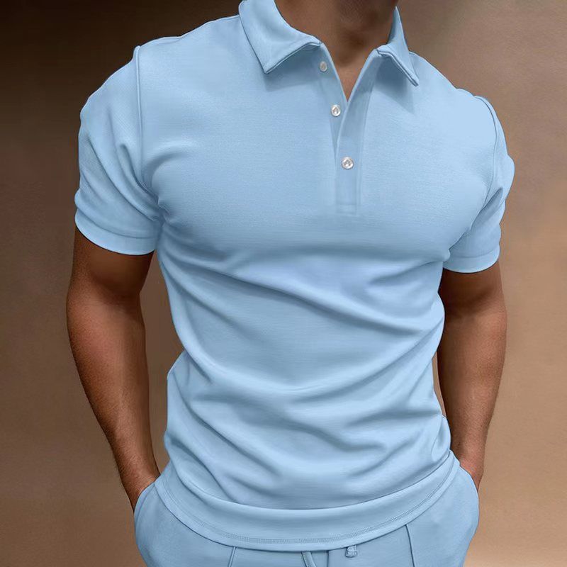 001 2023 Cross-Border Spring Summer New Foreign Trade European And American Men's Polo Shirt Short Sleeve Button_voghion.com
