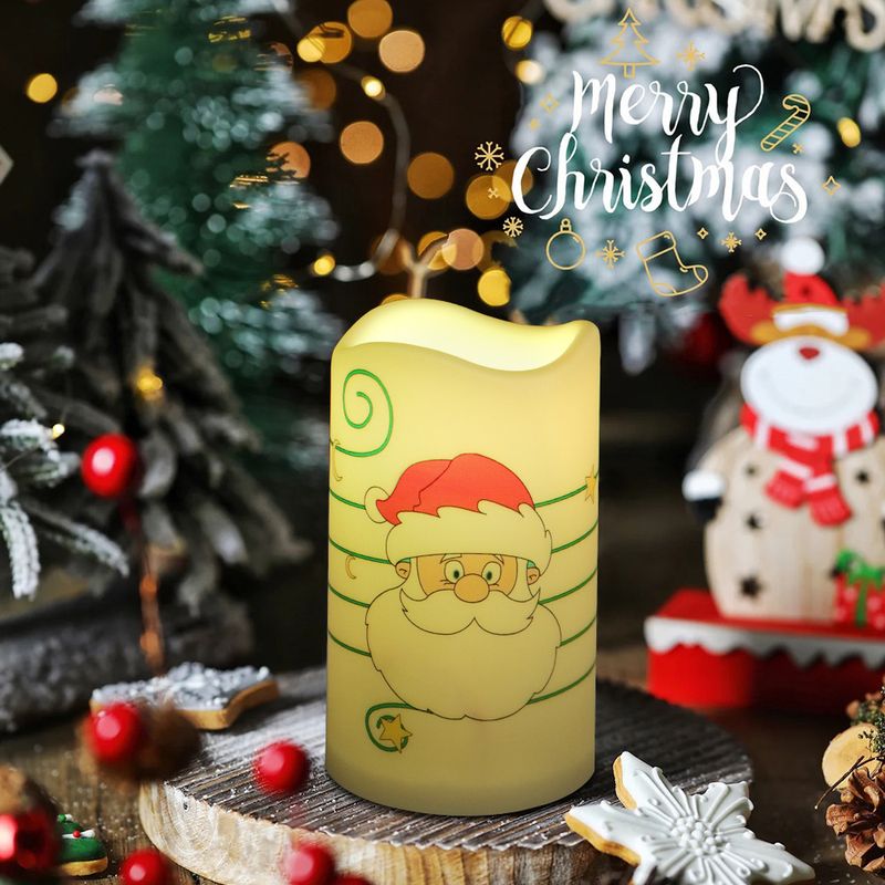 4 Piece Set Of Printed DIY Layout Candle Glow Theme Party Decoration LED Electronic Candle Light Festival Light Up_voghion.com