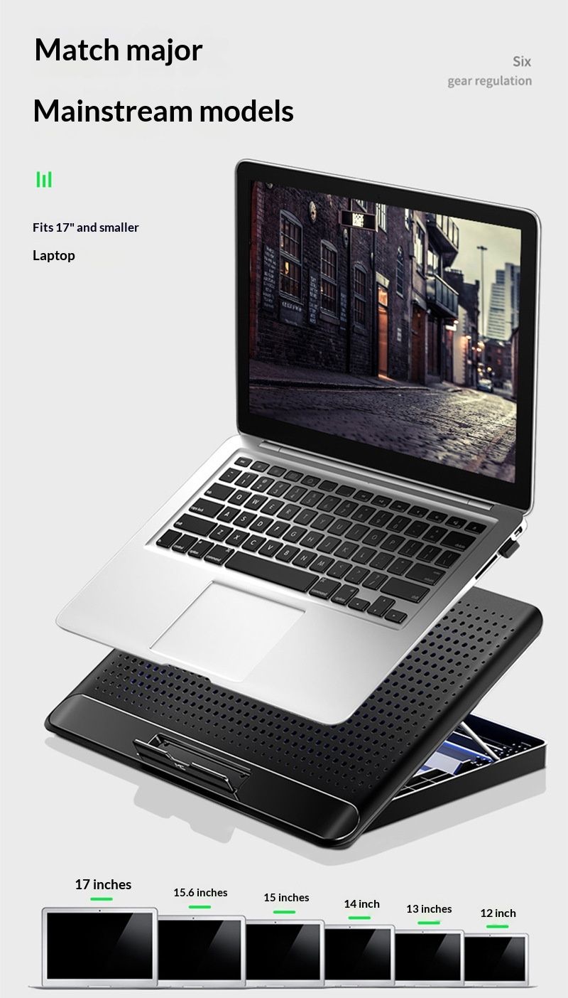 NeoGear NeoGear Computer Radiatore in alluminio Supporto in lega di raffreddamento per laptop Semiconduttore Nuo Xi Q5 Base Ventola silenziosa Argento Nero_voghion.com