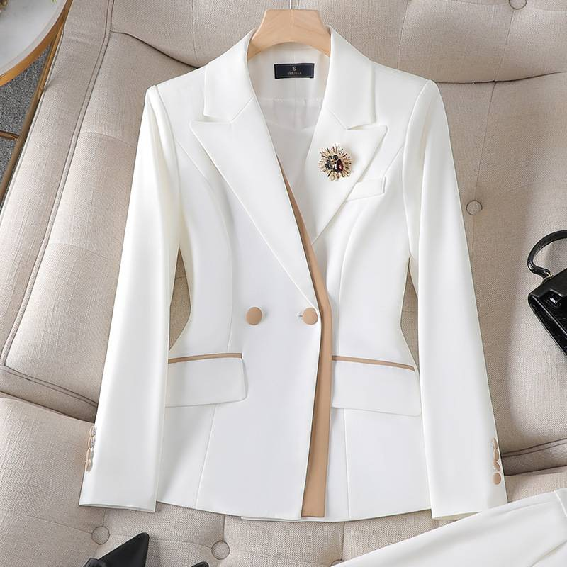 Roupas femininas Nicho temperamento empresa de negócios terno de colarinho branco feminino 2023 outono e inverno nova versão hotel gerente roupas de trabalho_voghion.com